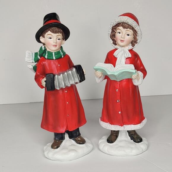 Regency Red Retro Ceramic Children Christmas Carolers Singing Figurine Set - Picture 14 of 14